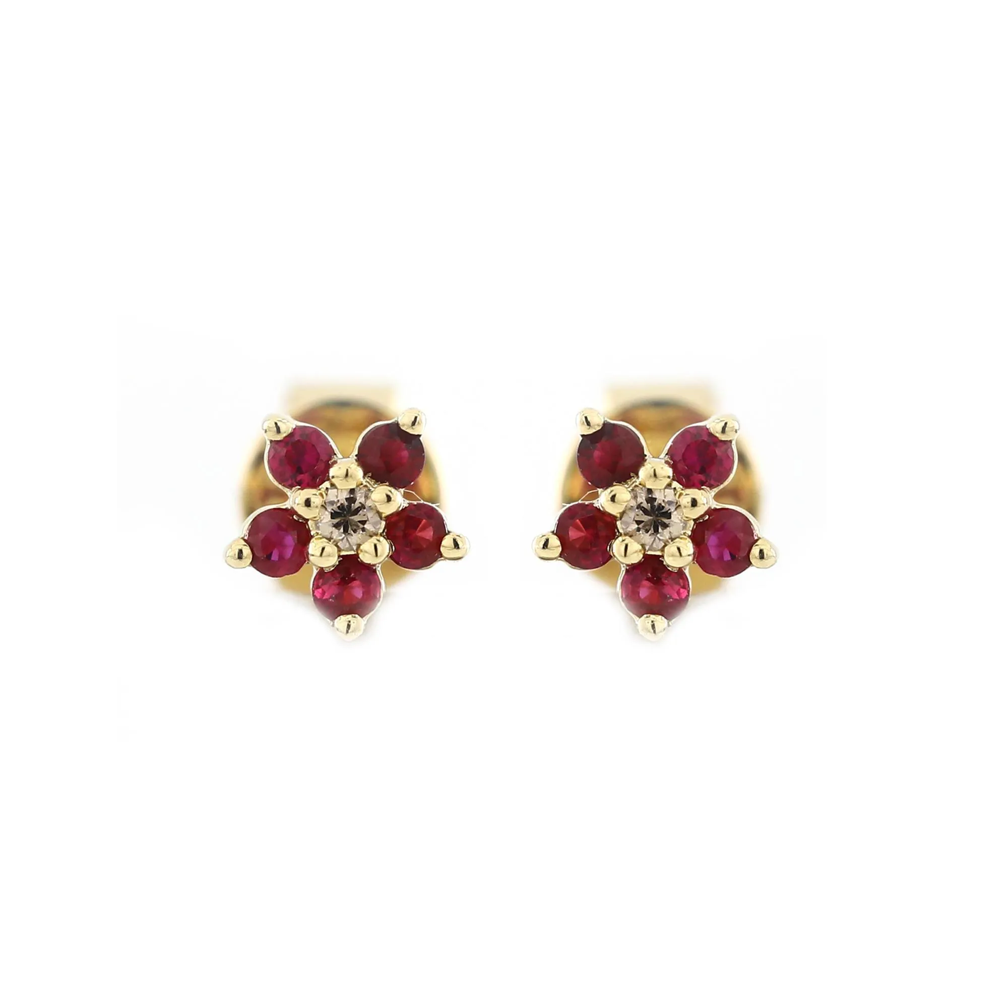 Dainty Flower Color Stone And Diamond Earrings