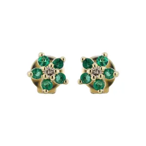 Dainty Flower Color Stone And Diamond Earrings