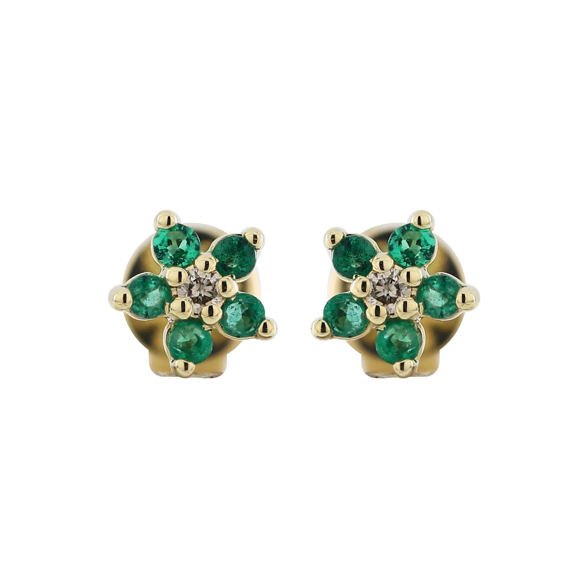 Dainty Flower Color Stone And Diamond Earrings