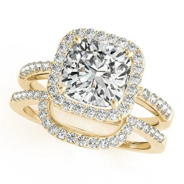 Dalena Cushion Moissanite Halo Engagement Ring