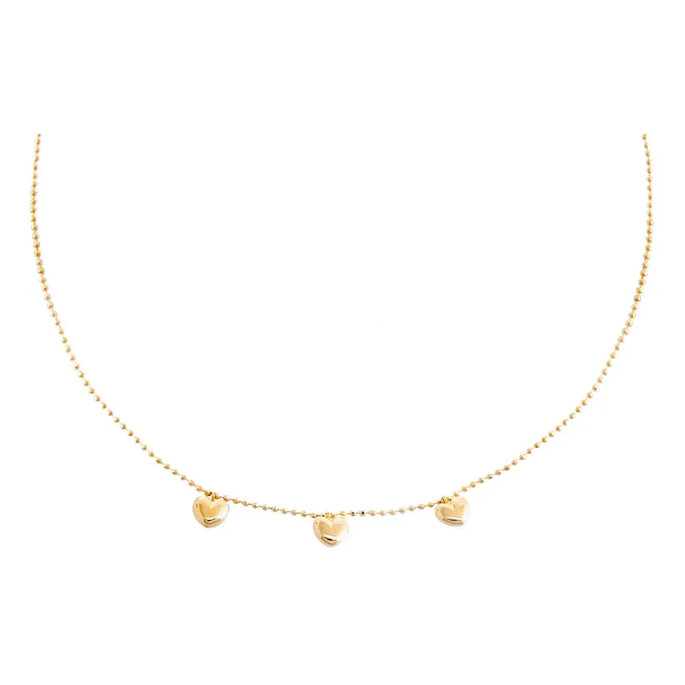 Dangling Puffy Hearts Necklace 14K