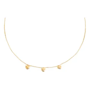 Dangling Puffy Hearts Necklace 14K