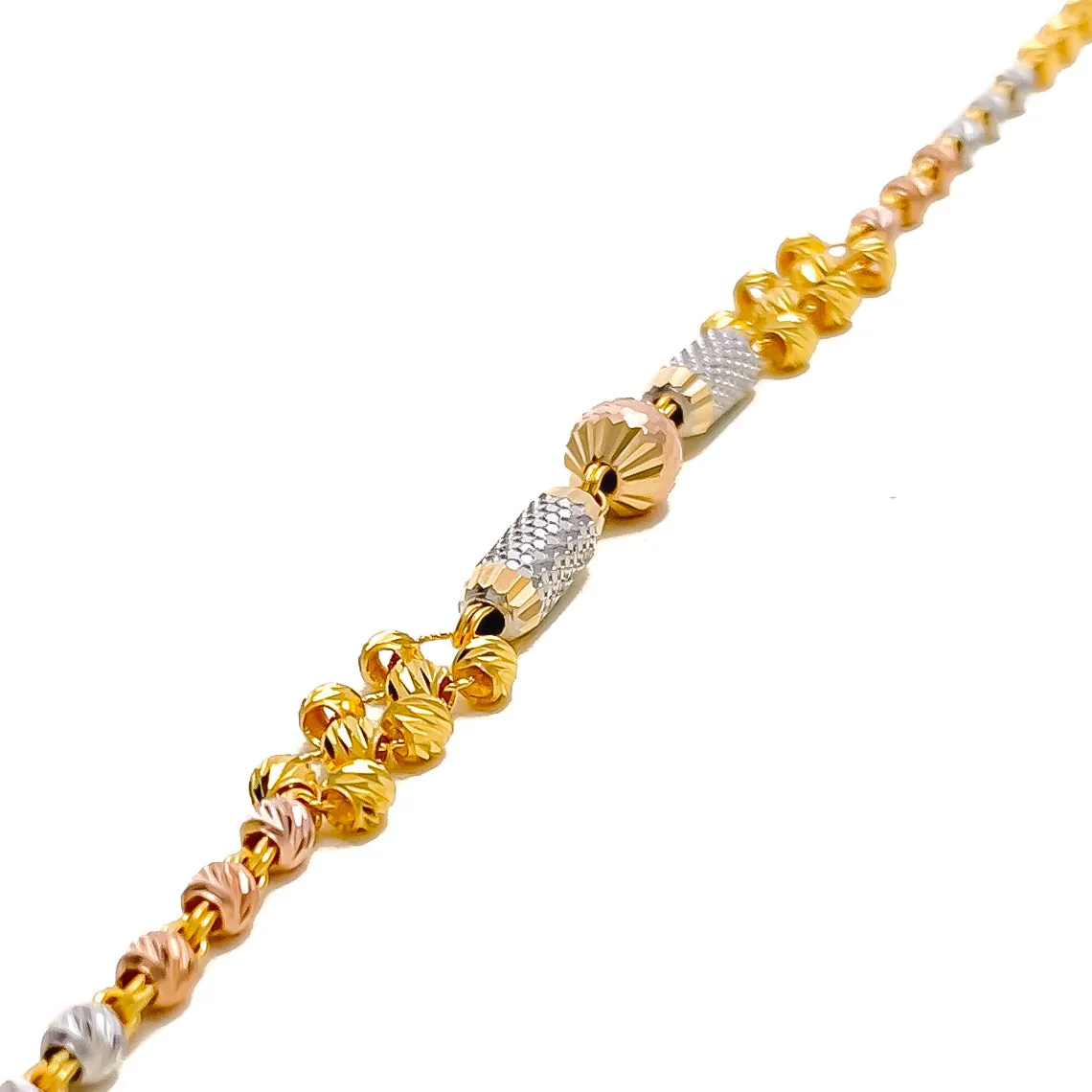 Dazzling Oval Barrel 22k Gold Orb Bracelet
