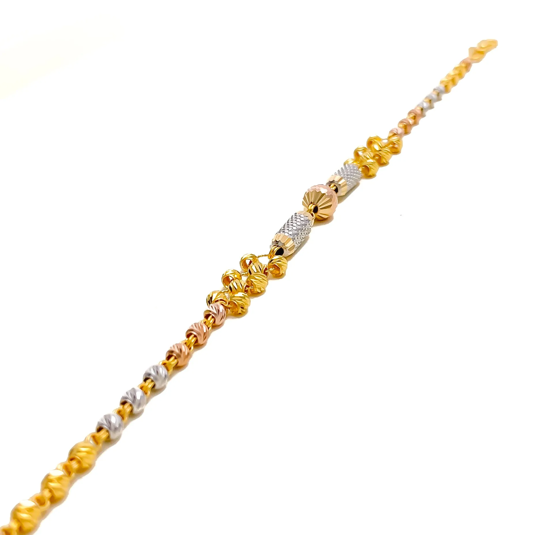 Dazzling Oval Barrel 22k Gold Orb Bracelet