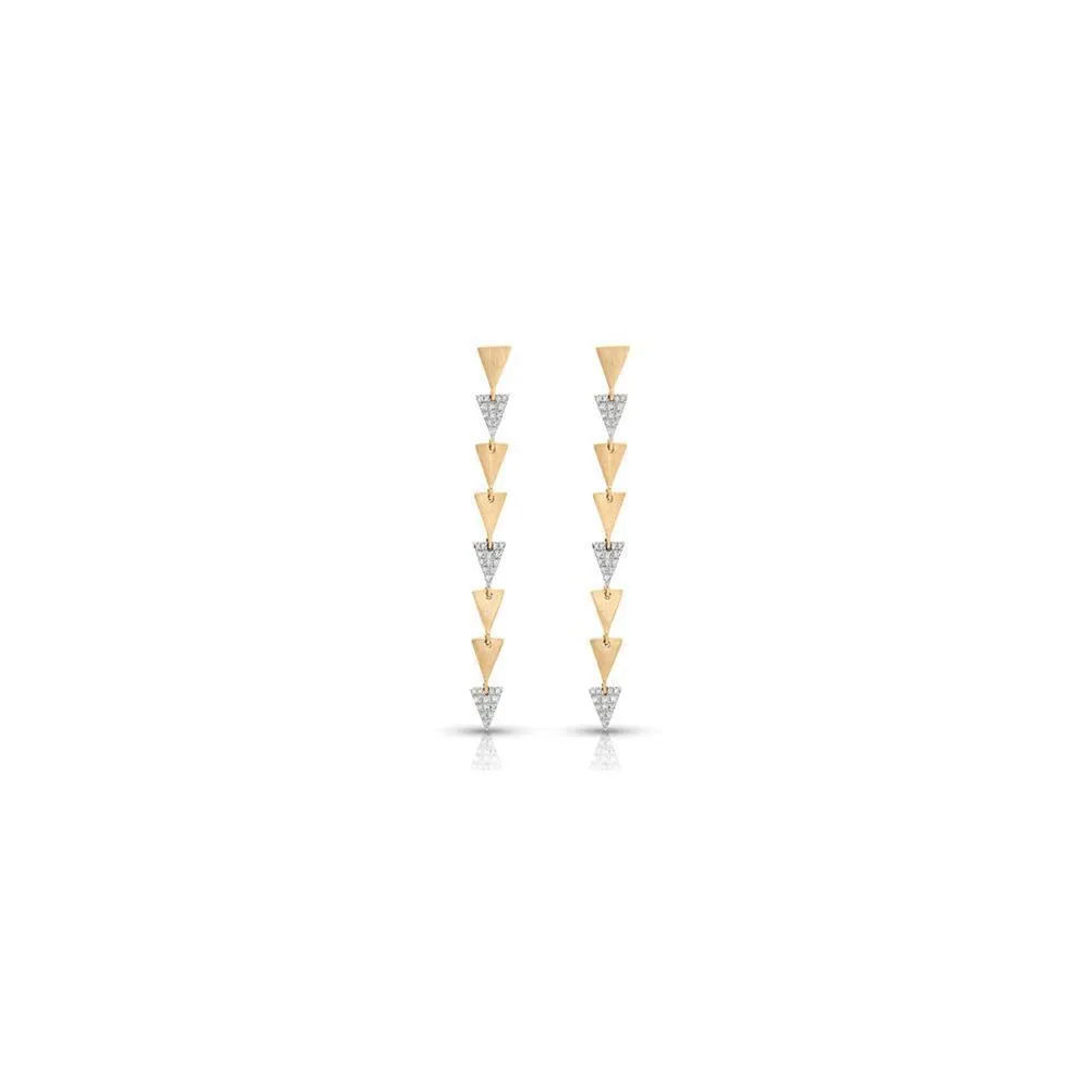 Descending Triangle Gold Dangle Earrings