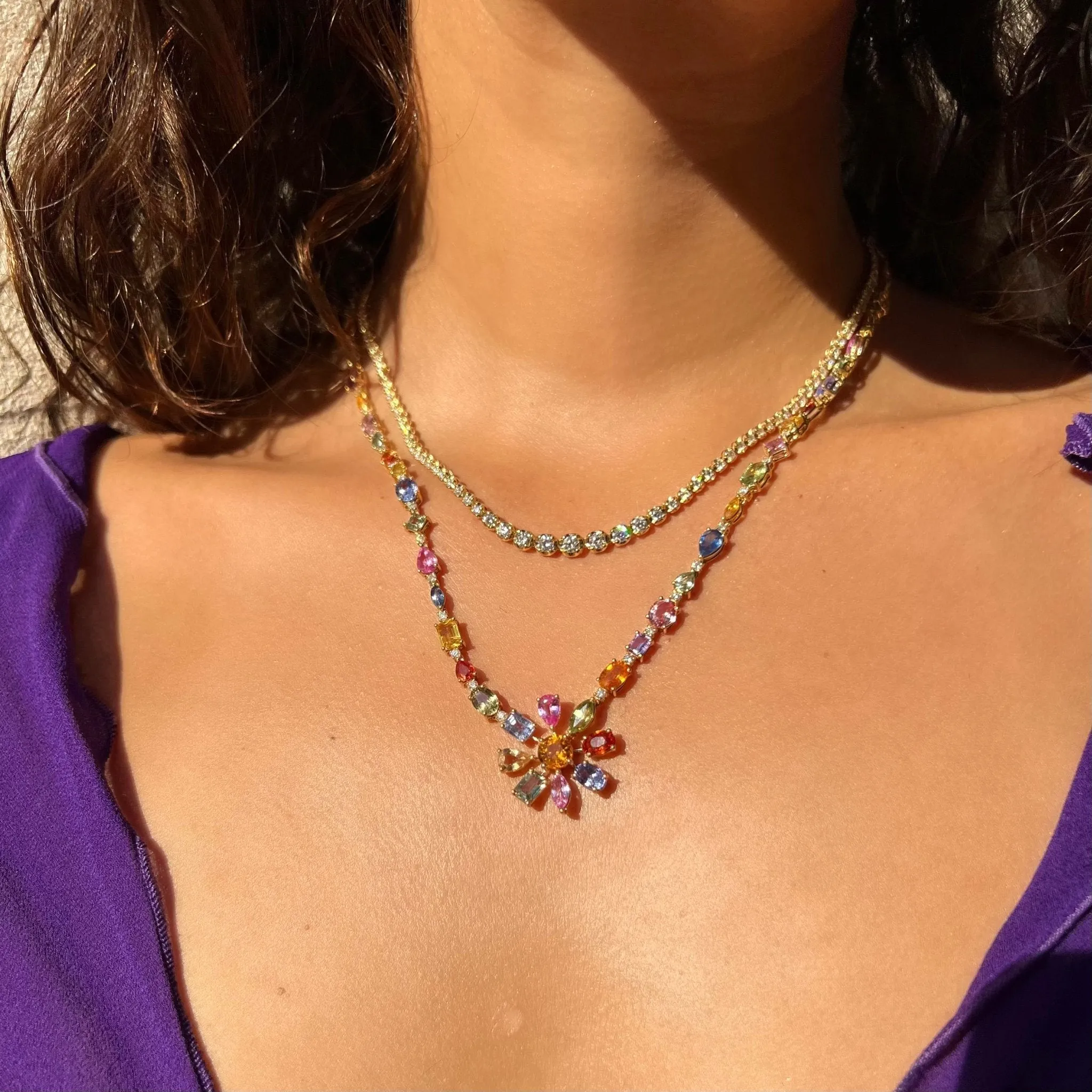 Desert Blooms Wildflower Grande Multi-Colored Sapphire Necklace