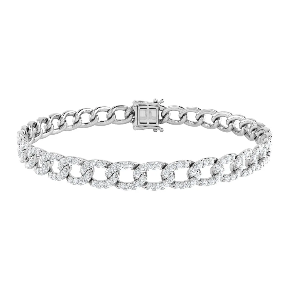 Diamond 3 1/8 Ct.Tw. Cuban Bracelets in 14K White Gold