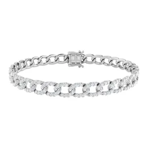 Diamond 3 1/8 Ct.Tw. Cuban Bracelets in 14K White Gold