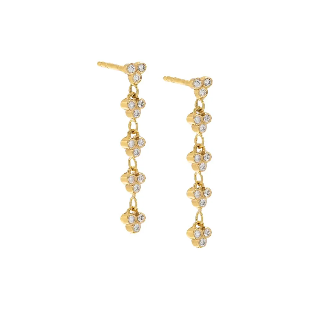 Diamond 5 Cluster Drop Stud Earring 14K