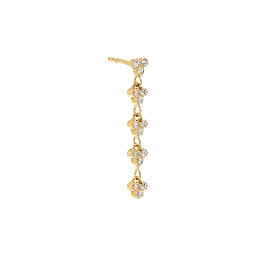 Diamond 5 Cluster Drop Stud Earring 14K