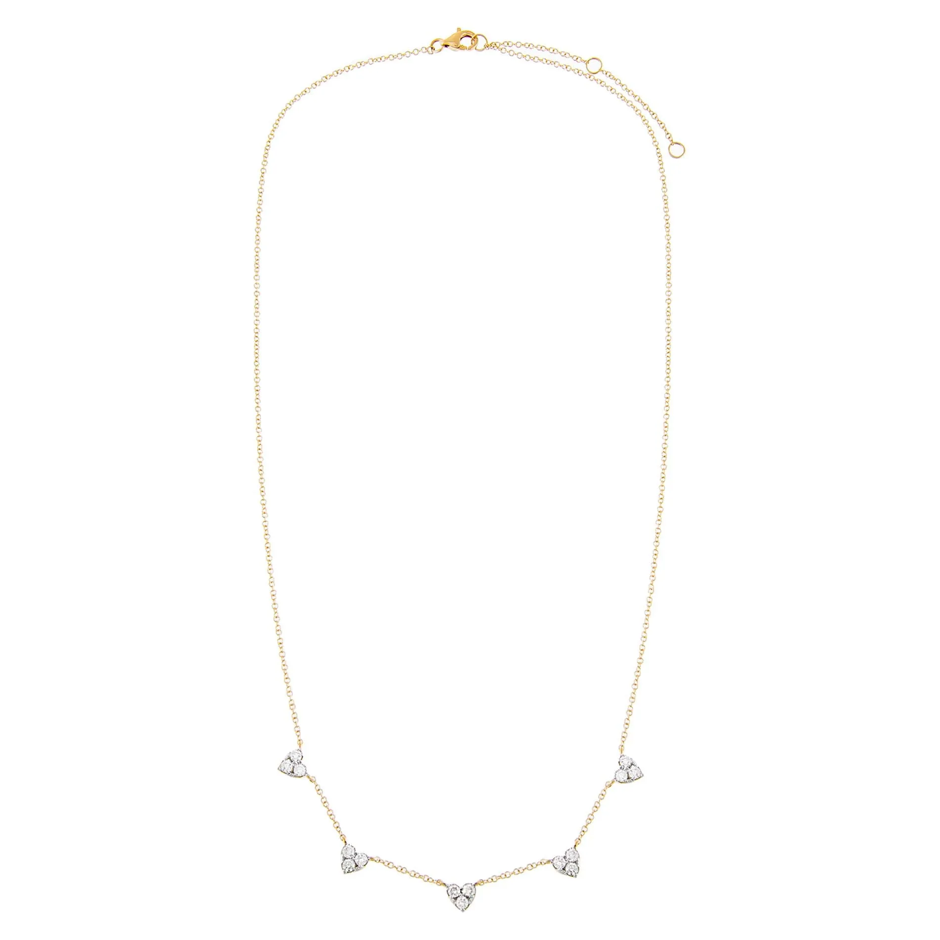 Diamond 5 Cluster Heart Necklace 14K