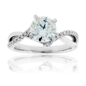 Diamond & Round CZ Center Stone Engagement Ring