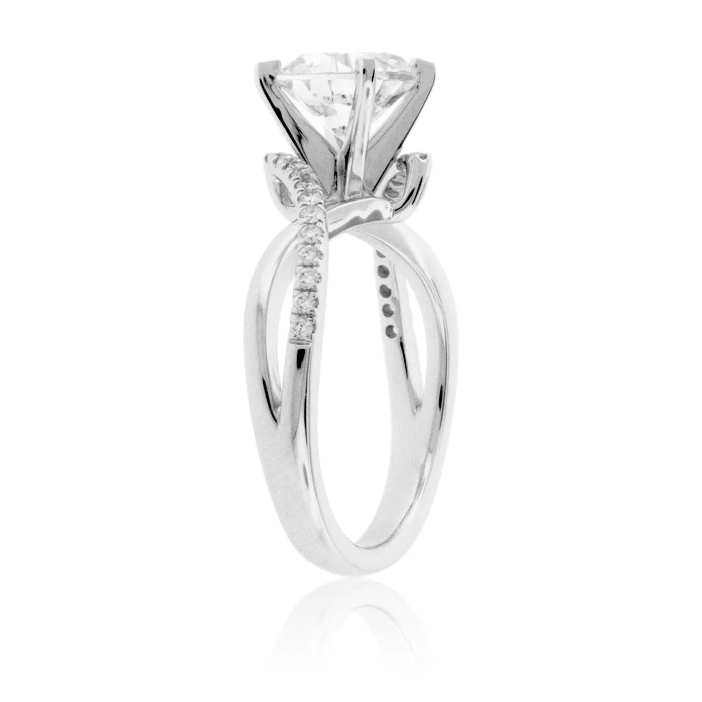 Diamond & Round CZ Center Stone Engagement Ring