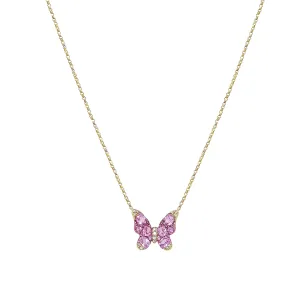 Diamond & Sapphire Butterfly Necklace