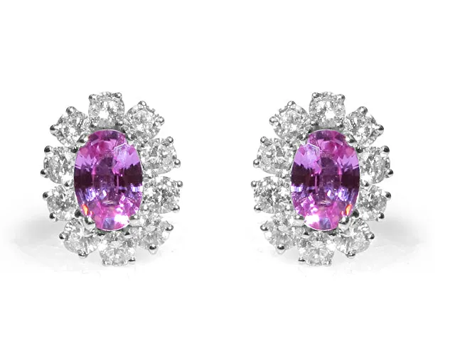 Diamond and Pink Sapphire Stud Earring 1.15 cts