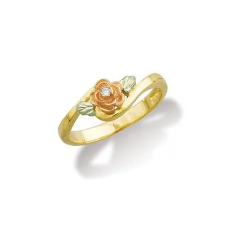 Diamond and Rose III - Black Hills Gold Ladies Ring