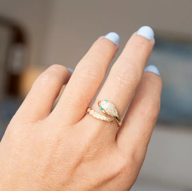 Diamond and Turquoise Snake Ring