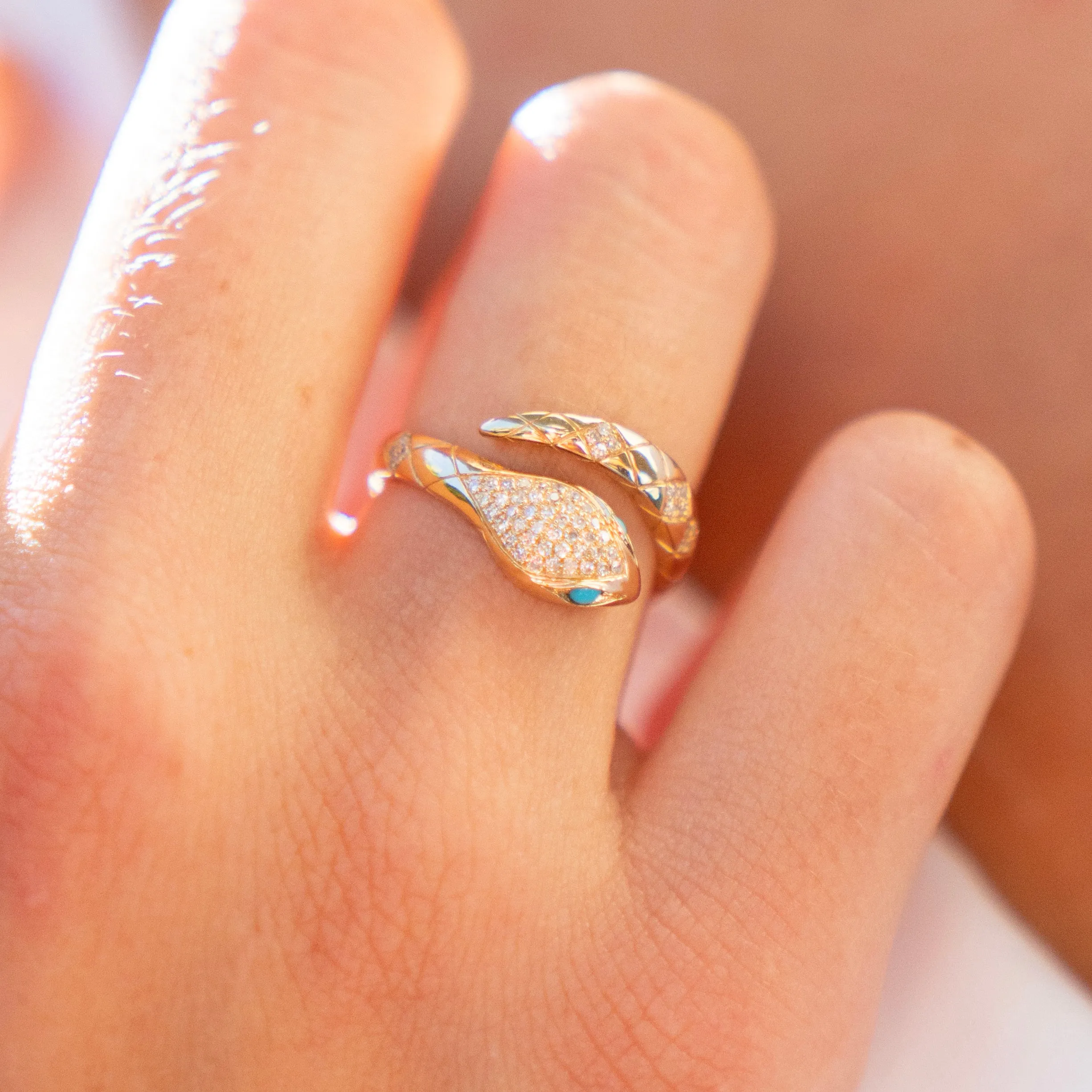 Diamond and Turquoise Snake Ring