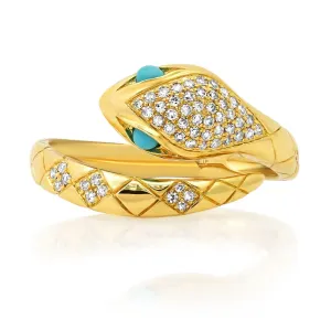 Diamond and Turquoise Snake Ring