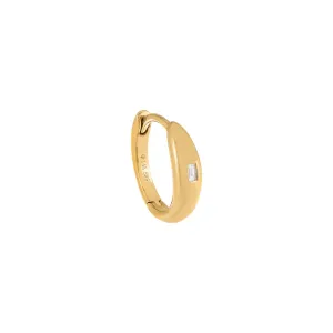 Diamond Baguette Hollow Dome Huggie Earring 14K