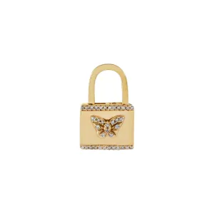 Diamond Butterfly Lock Huggie Earring 14K