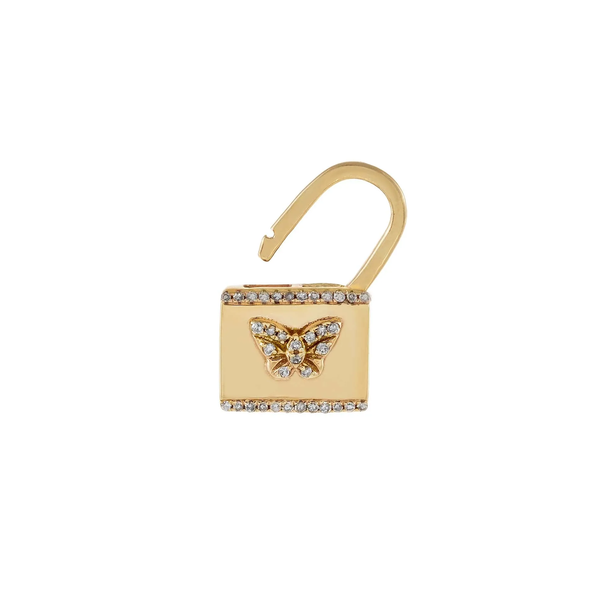 Diamond Butterfly Lock Huggie Earring 14K