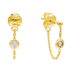 Diamond Chain Stud Earring 14K