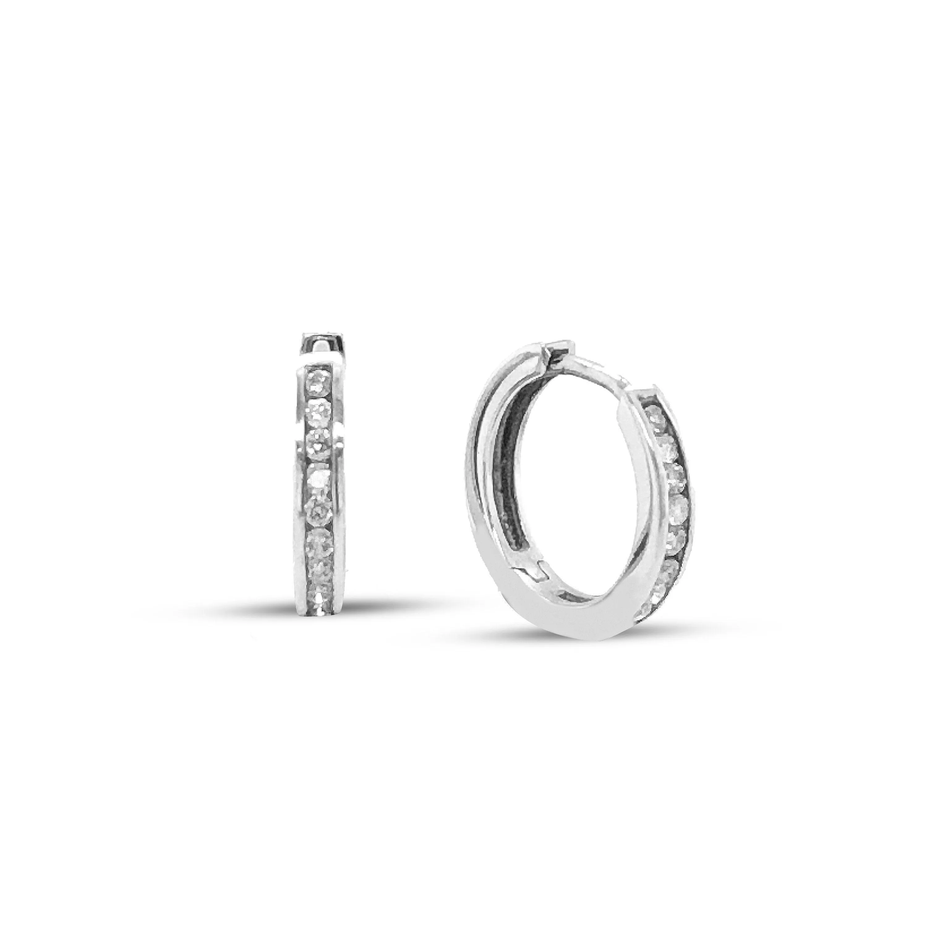 Diamond Classic Huggies set with 0.15tdw in 10K White Gold