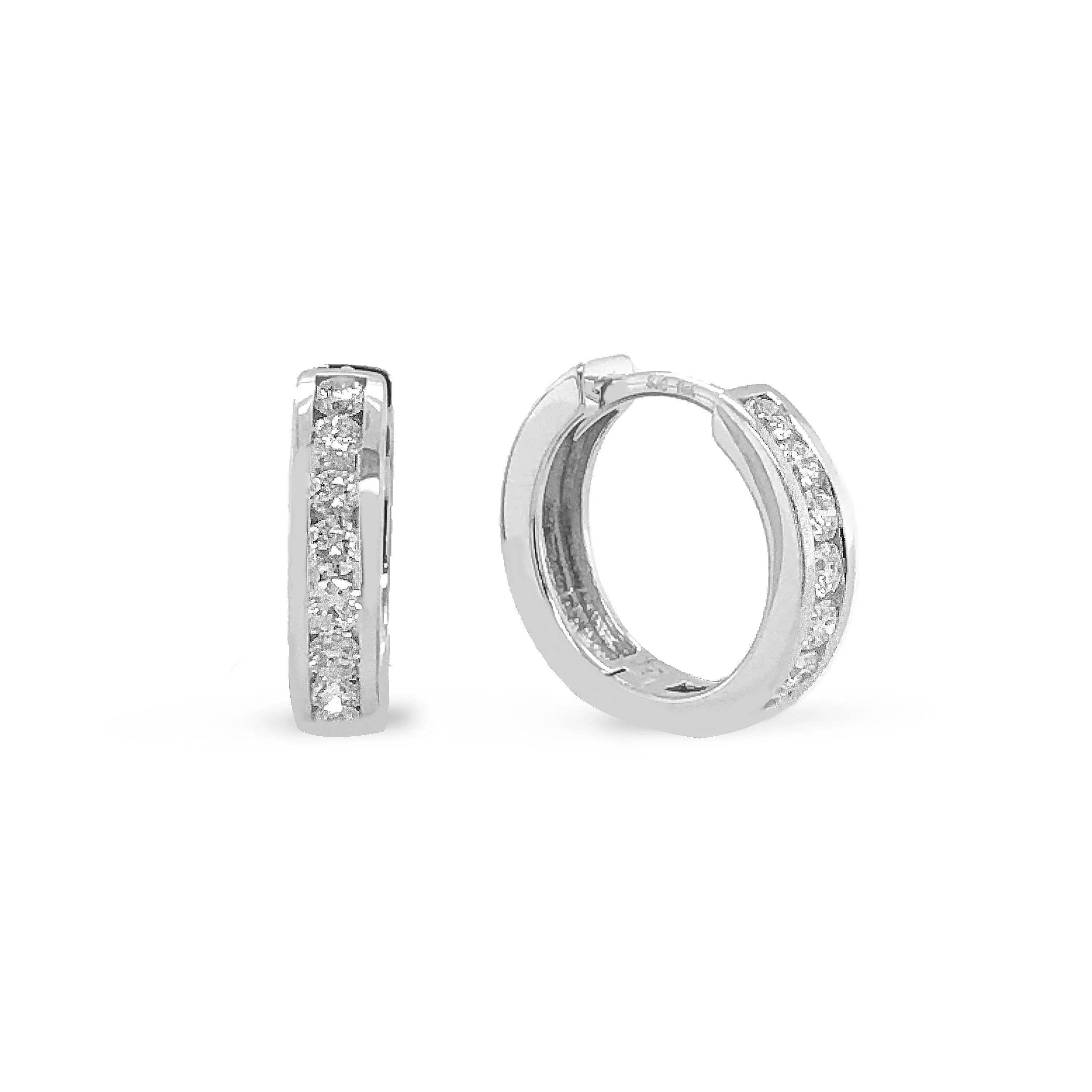 Diamond Classic Huggies set with 0.33tdw in 10K White Gold