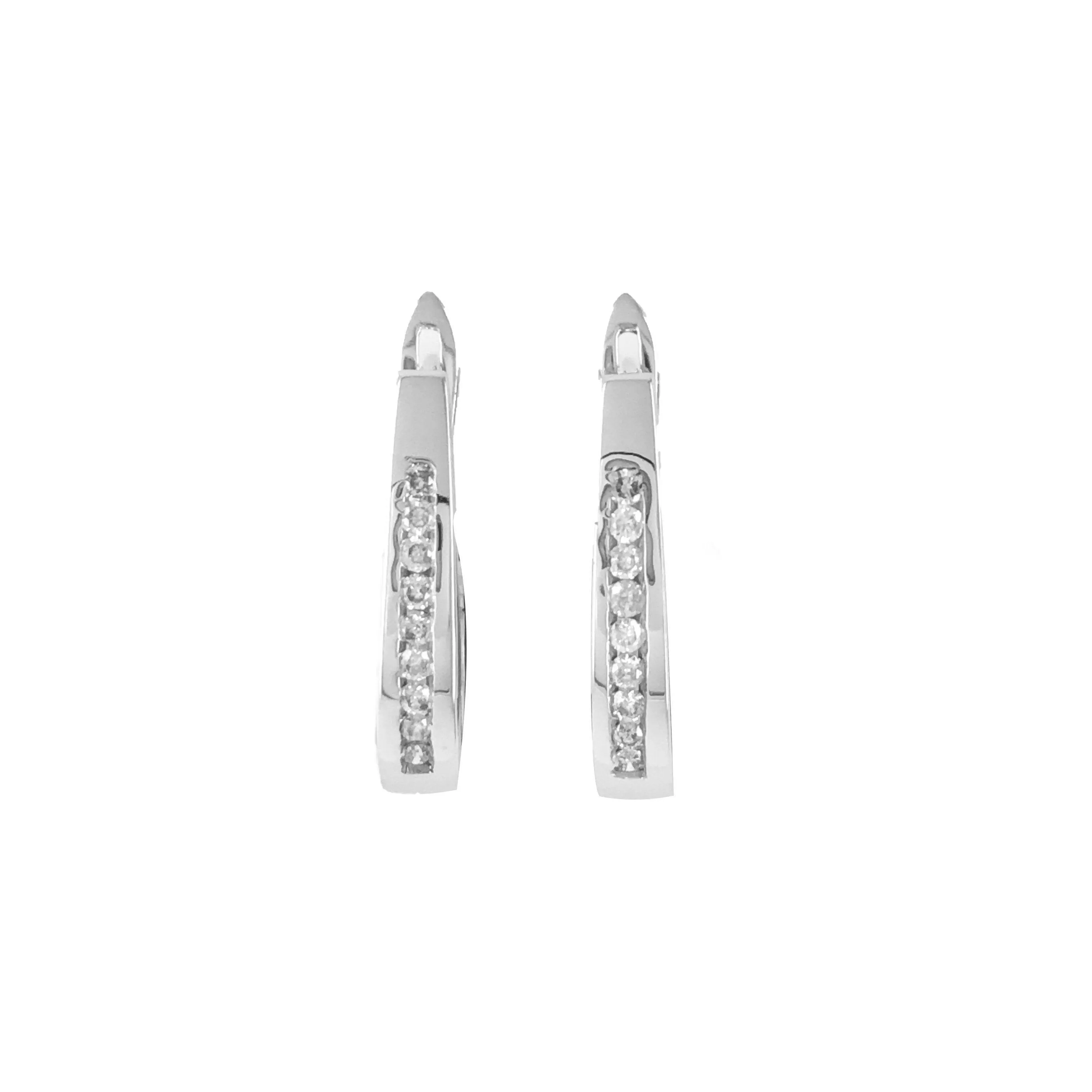 Diamond Classic J Hoop set with 0.15tdw in 10K White Gold