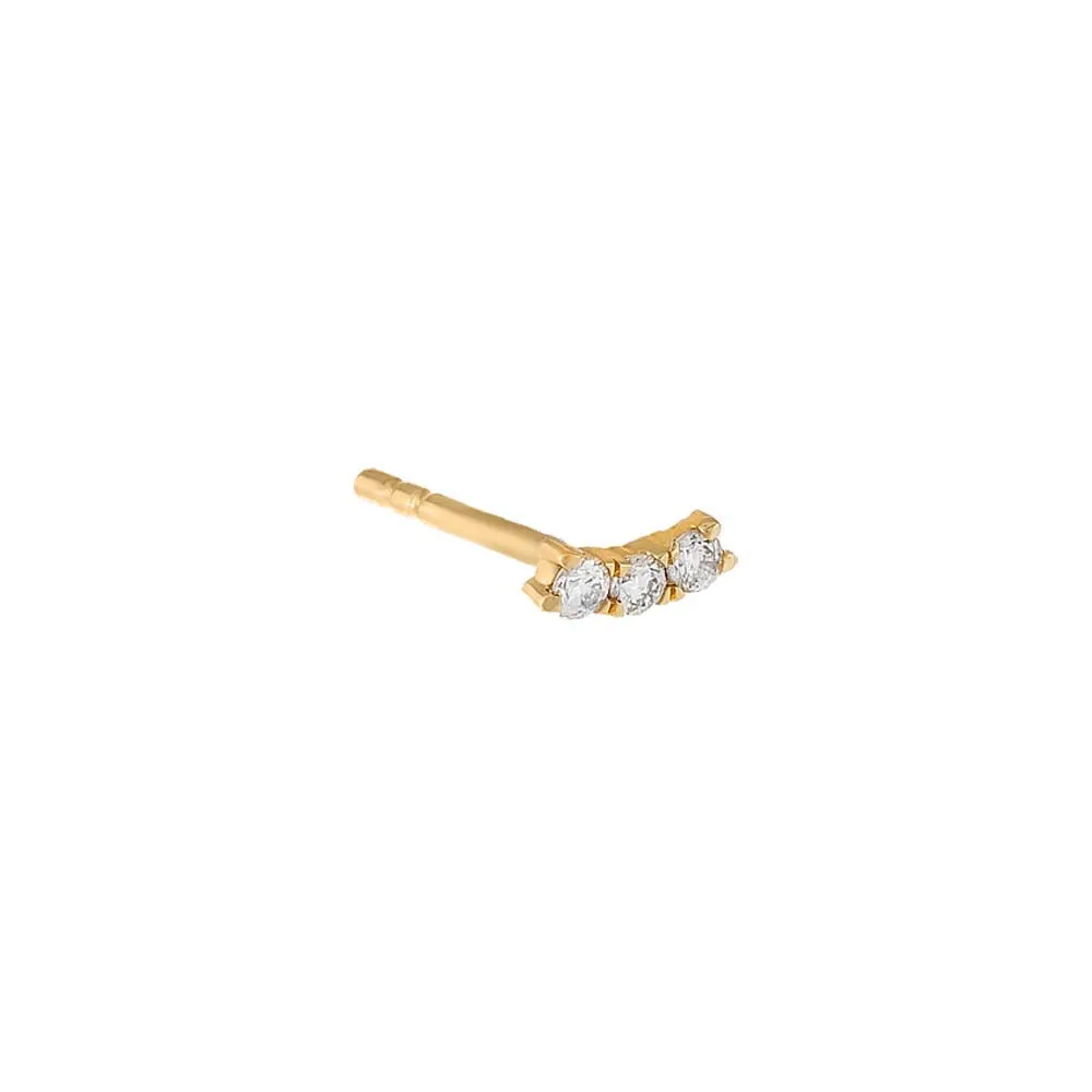 Diamond Curved Trio Stud Earring 14K
