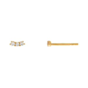 Diamond Curved Trio Stud Earring 14K