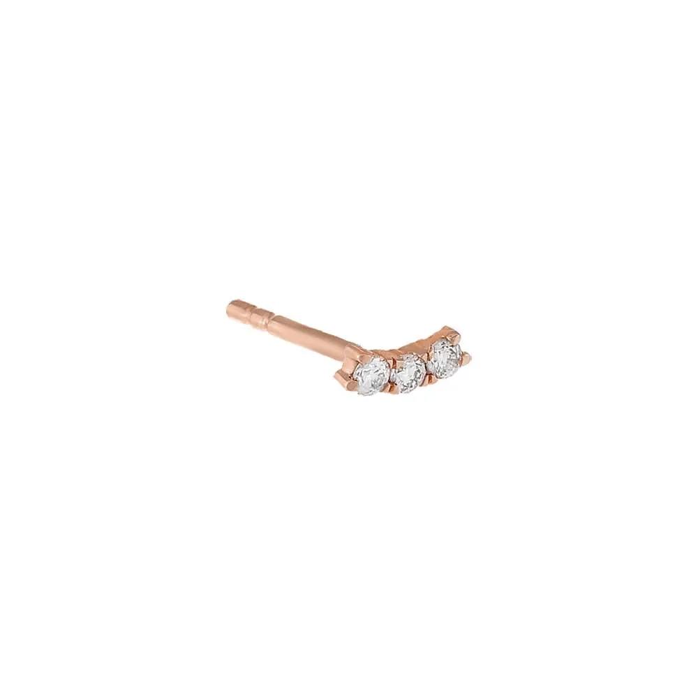 Diamond Curved Trio Stud Earring 14K