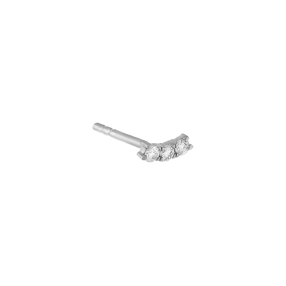 Diamond Curved Trio Stud Earring 14K