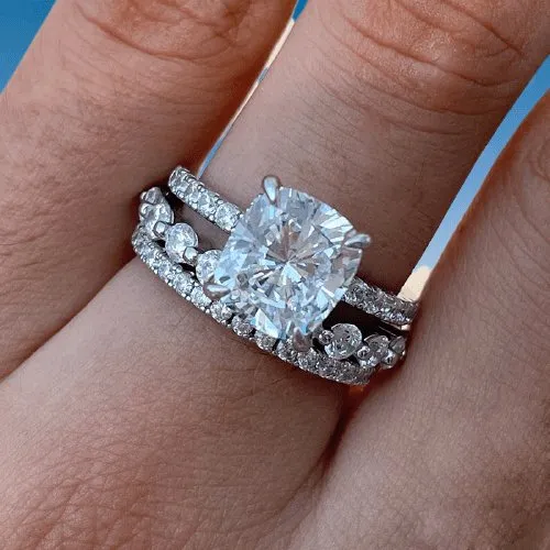 Diamond Cushion Cut 3-Pcs Wedding Ring
