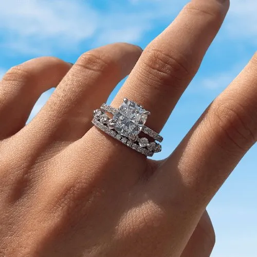 Diamond Cushion Cut 3-Pcs Wedding Ring