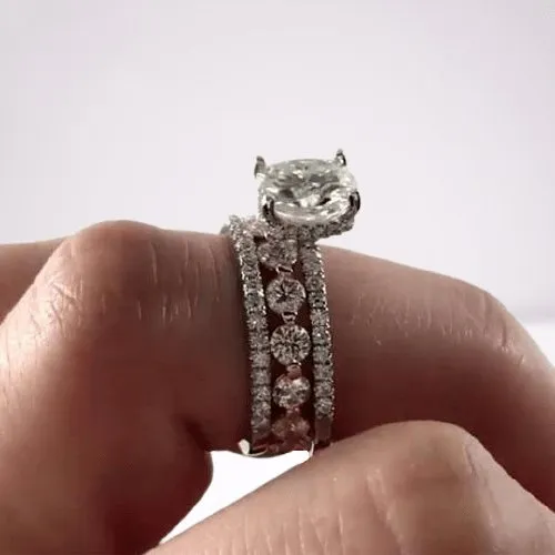 Diamond Cushion Cut 3-Pcs Wedding Ring