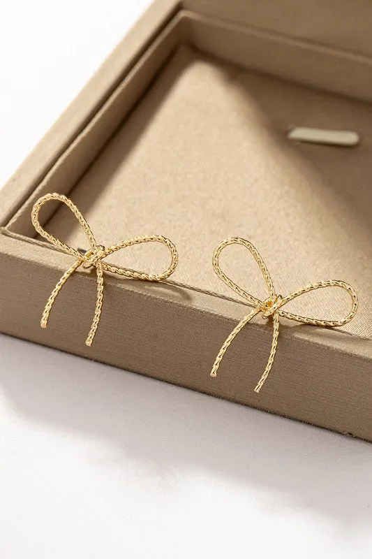 Diamond Cut Brass Bow Earrings
