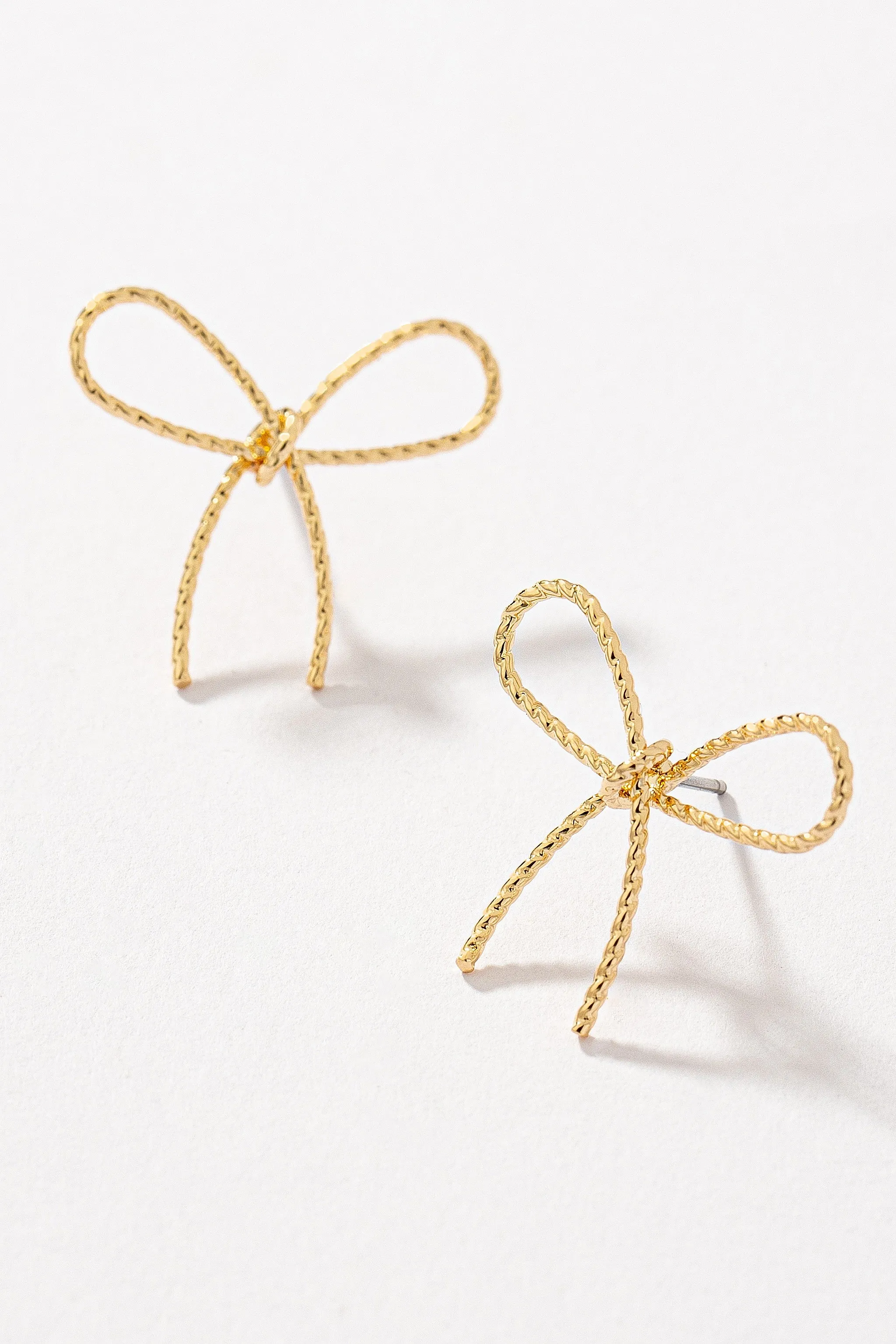 Diamond Cut Brass Bow Earrings