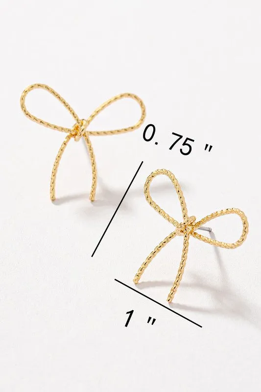 Diamond Cut Brass Bow Earrings