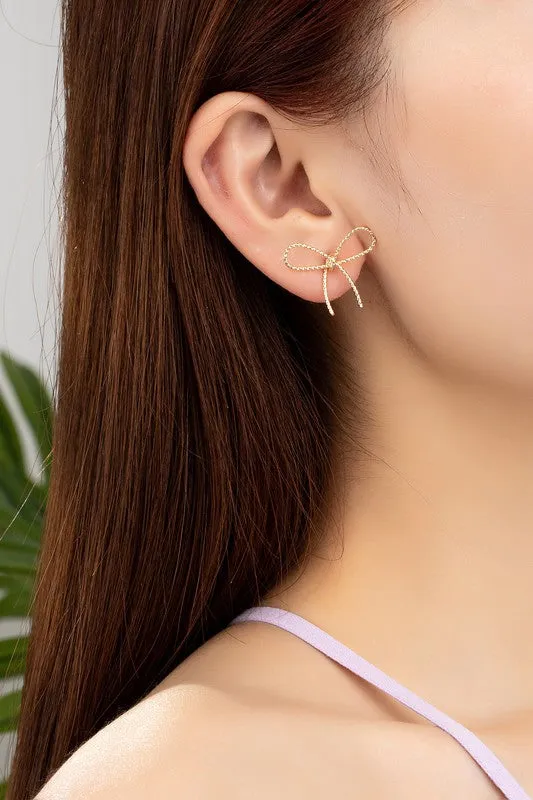 Diamond Cut Brass Bow Earrings