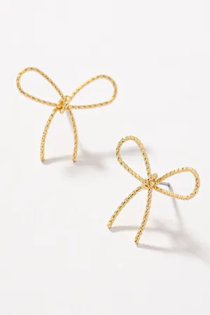 Diamond Cut Brass Bow Earrings