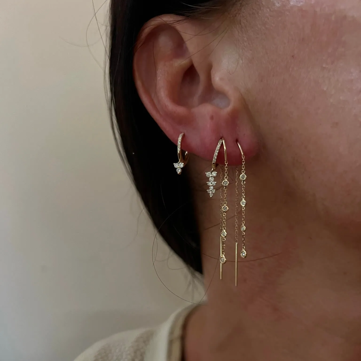 Diamond Drop Threader Earrings