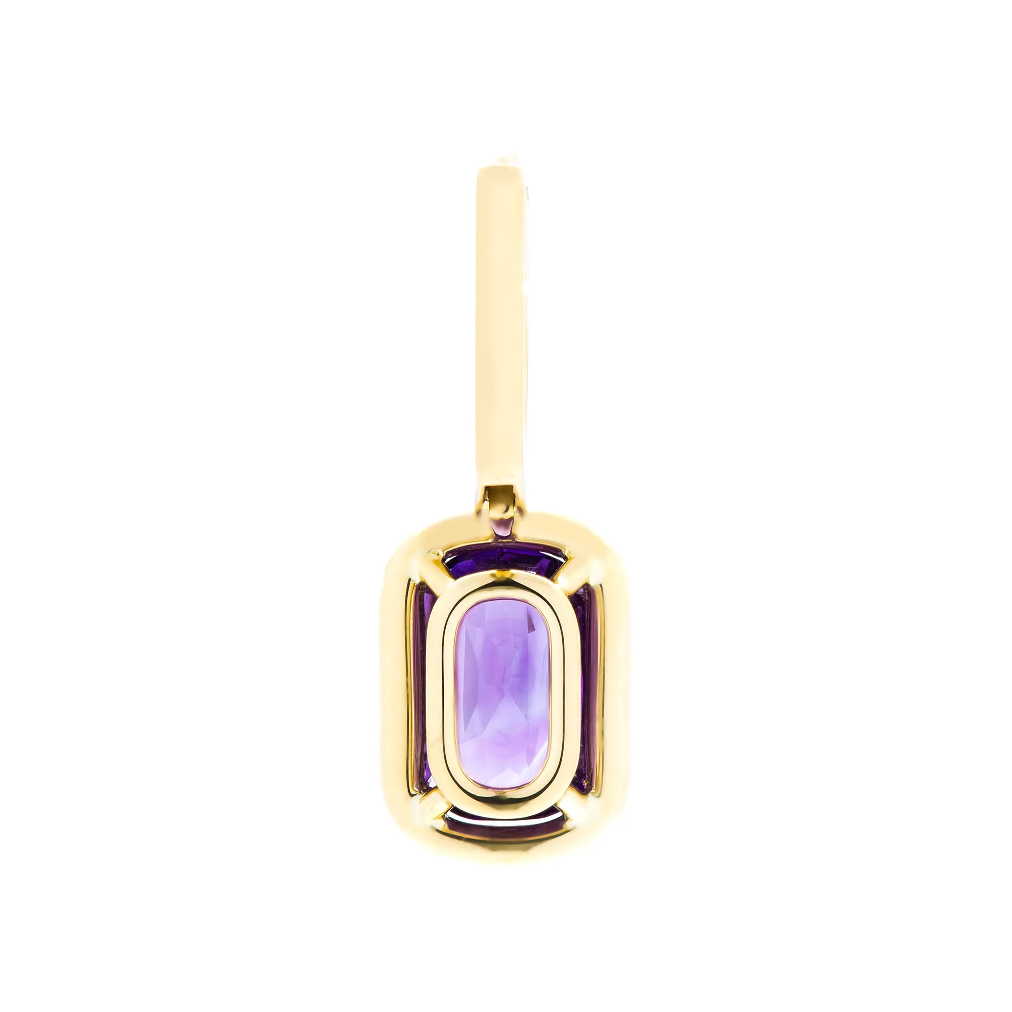 Diamond Earrings with Amethyst in 18 Karat Yellow Gold