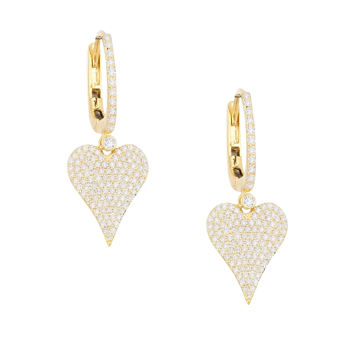 Diamond Heart Huggie Earring 14K
