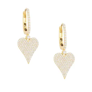 Diamond Heart Huggie Earring 14K
