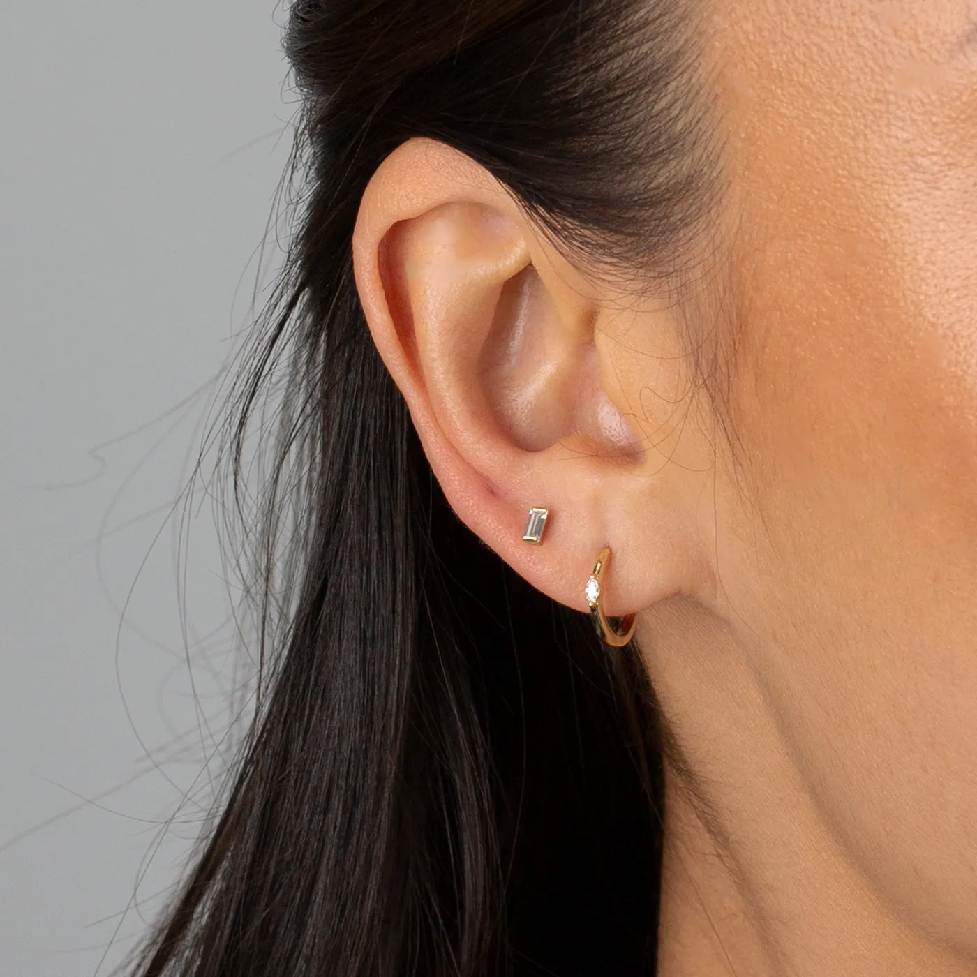 Diamond Marquise Huggie Earring 14K