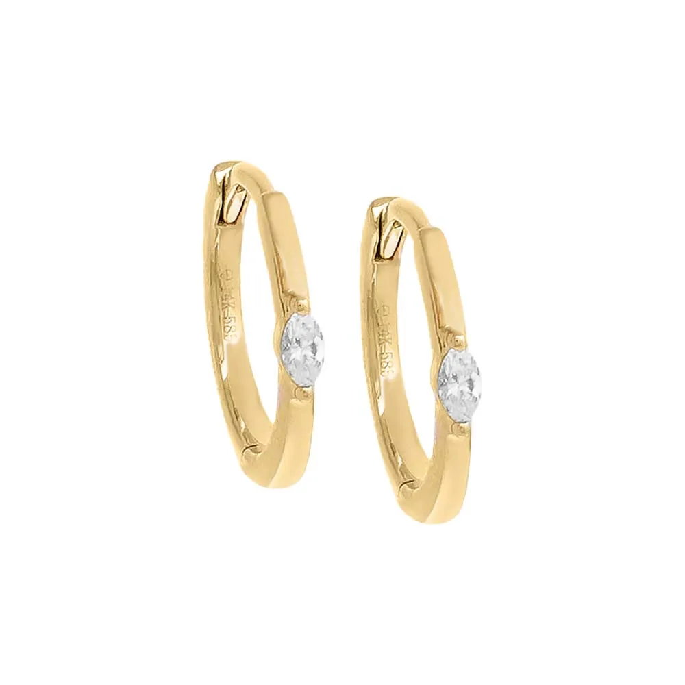 Diamond Marquise Huggie Earring 14K