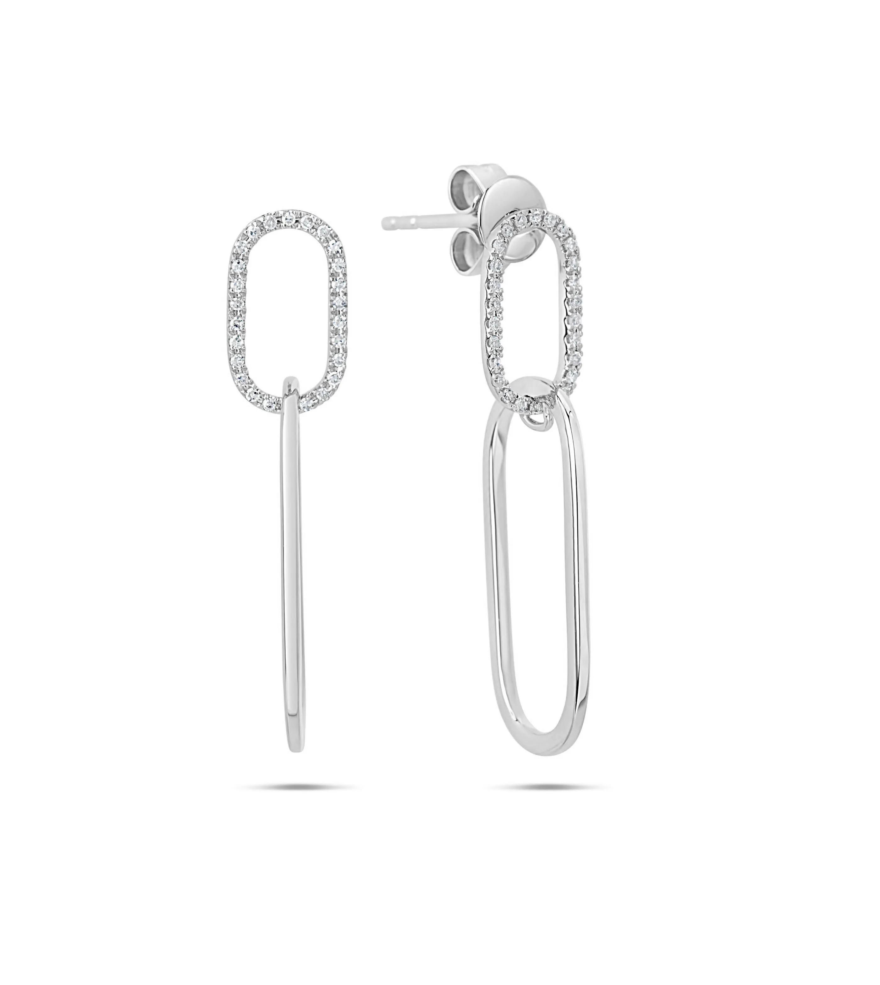 Diamond Paperclip Link Earring
