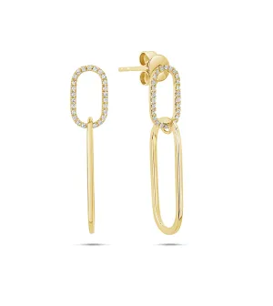 Diamond Paperclip Link Earring